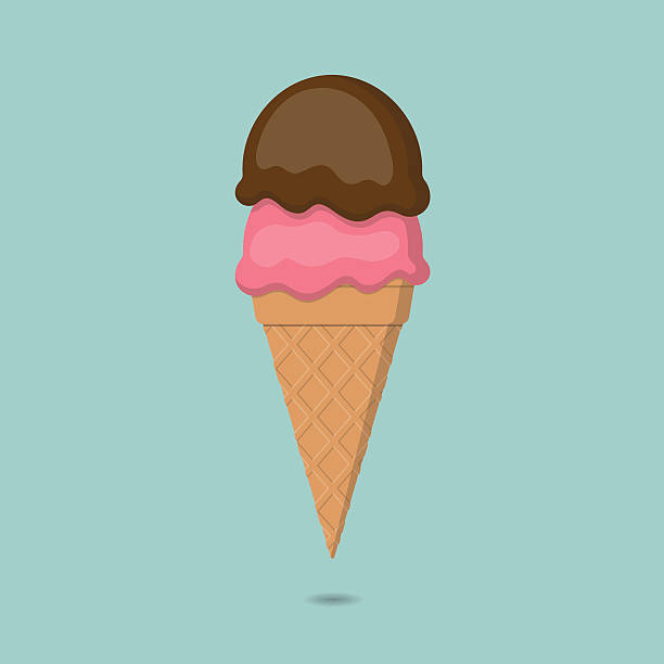 Two Scoops Of Ice Creams With Cone Stock Illustration - Download Image Now  - Ice Cream Cone, Ice Cream, Vector - iStock