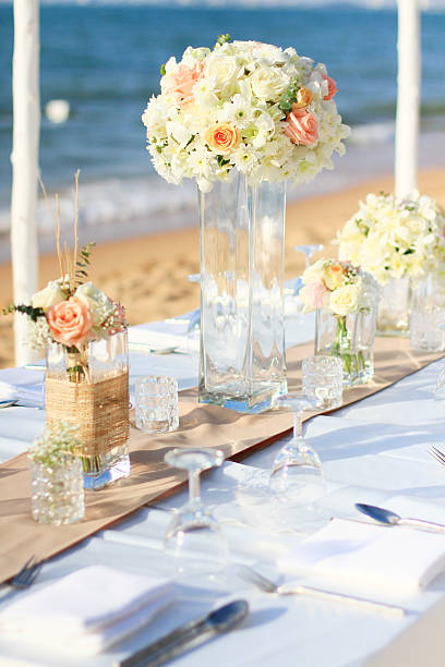 istock Wedding ceremony dining place on the beach 526133490
