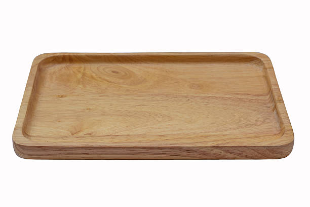 istock Close up empty wooden dish isolated on white background, 526133674