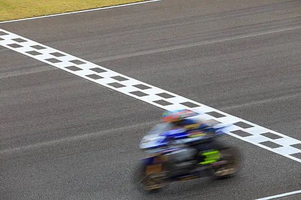 Superbike Crossing Checkered Finish Line, Blur