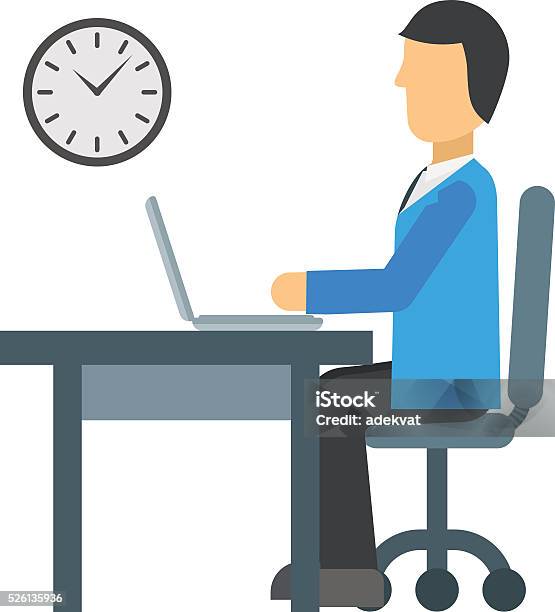Time To Work Vector Illustration Stock Illustration - Download Image Now - Adult, Alarm, Arrival Departure Board
