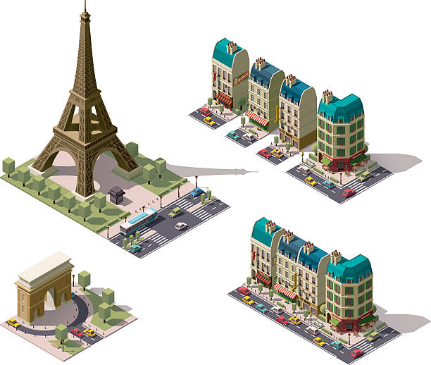 Vektor isometrische Paris Architektur Elemente – Vektorgrafik
