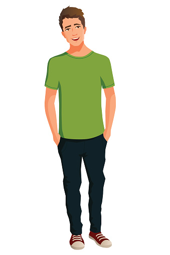 Cartoon Illustration Of A Friendly Smiling Young Man Stock Illustration -  Download Image Now - iStock