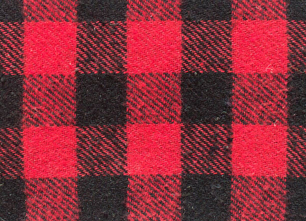 istock Red and black wool plaid print as background 526144456