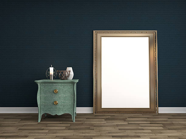 istock mock up poster frame in interior background. 3D Illustration 526144694