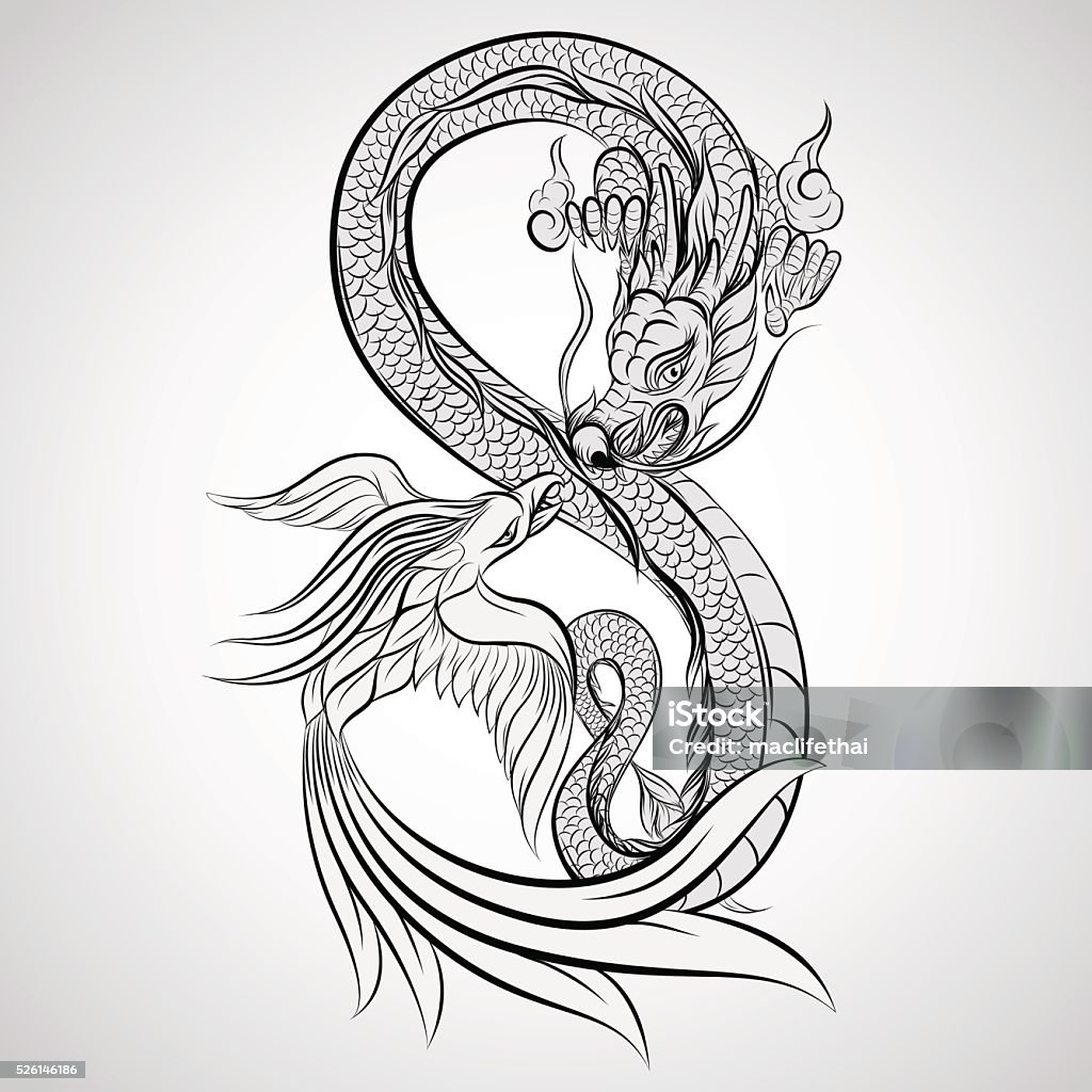 Dragon Label Dragon Label Vector Stock Illustration - Download Image Now - Abstract ...