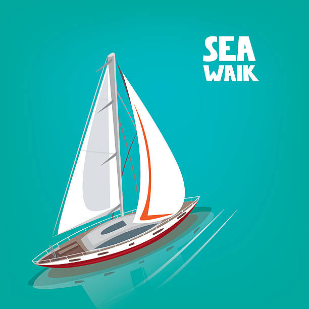 ilustrações, clipart, desenhos animados e ícones de incomum vista de cima num iate de vela - sailboat nautical vessel lake sea