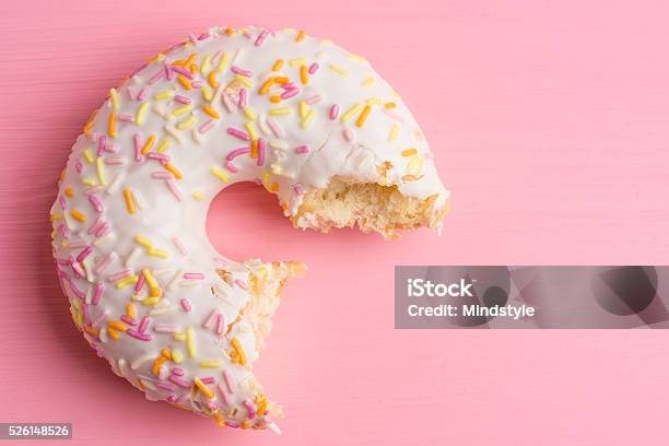 Donut With Sprinkles Stock Photo - Download Image Now - Eating, Food, Pink Color