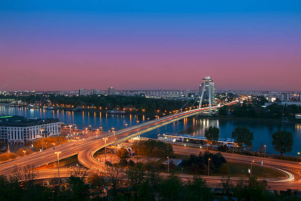 istock New bridge over Danube river in Bratislava,Slovakia at night 526149544