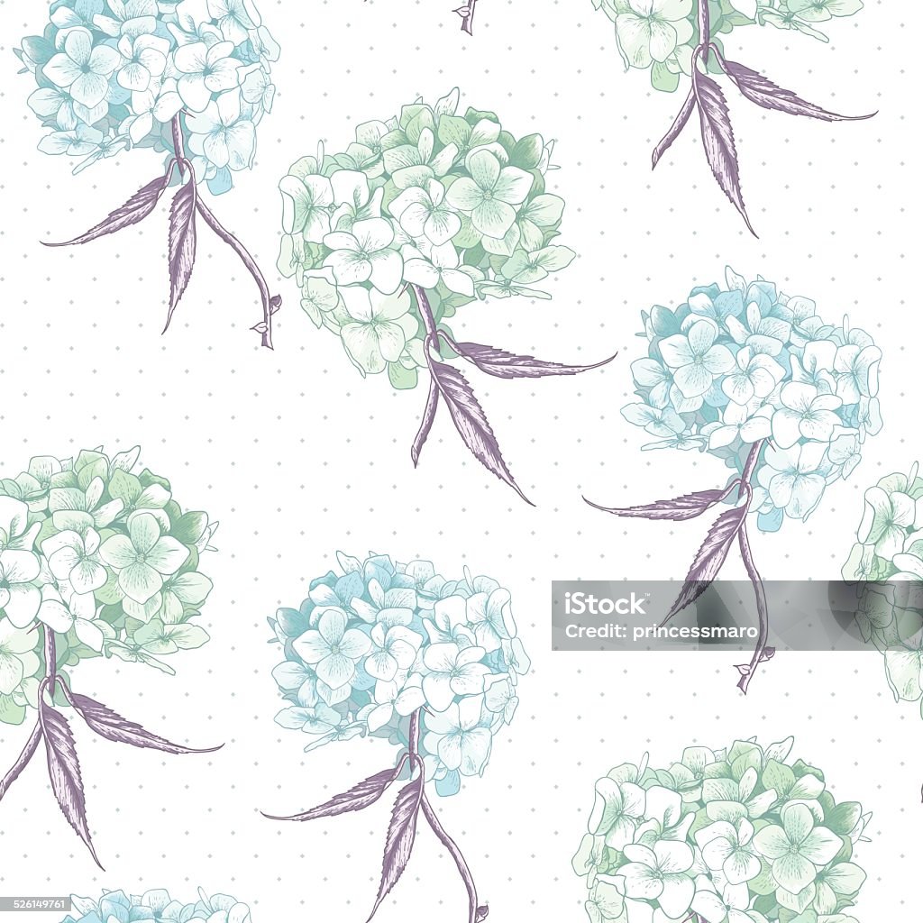 Beautiful Blue Hydrangea Seamless Background Stock Illustration