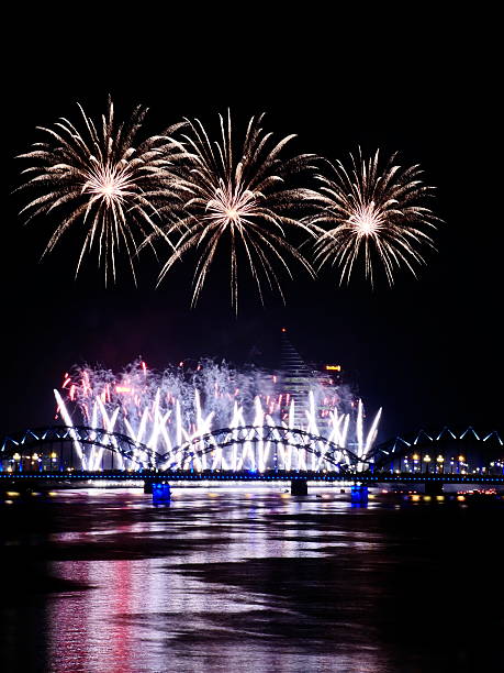 istock Fireworks in Big Eeuropean city Riga 526150233