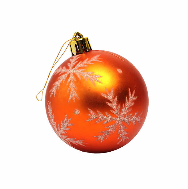 istock Beautiful Christmas ball orange on white 526151137