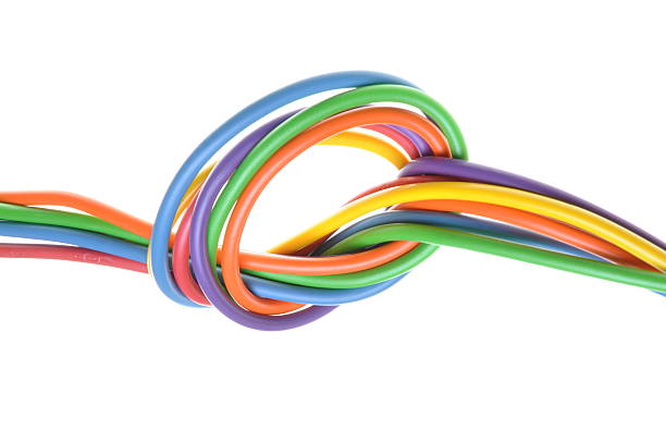 istock Electrical colored wires with knot used in electrical and computer 526151801