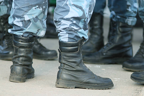 istock Soldiers parade boots feet 526152229