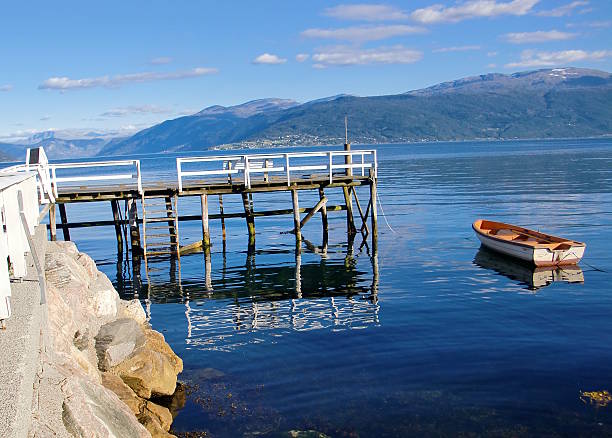 istock Small Boat on Calm Fjord 526152344