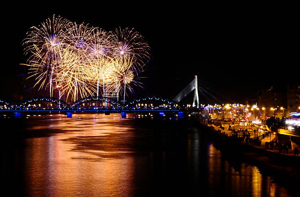 istock Fireworks in Big Eeuropean city Riga 526153565