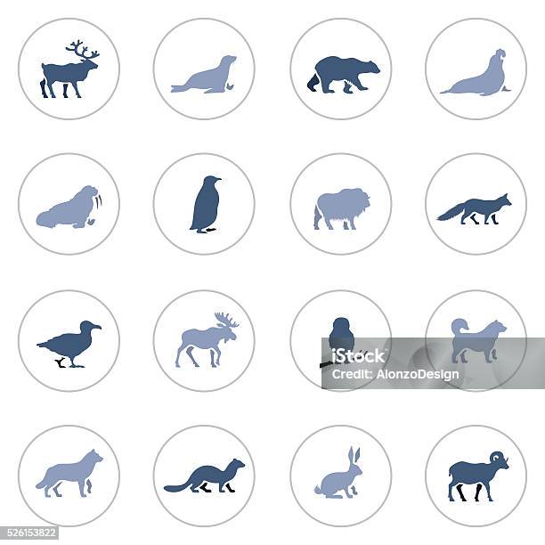Polar Animals Icon Set Stock Illustration - Download Image Now - Icon Symbol, Polar Bear, In Silhouette