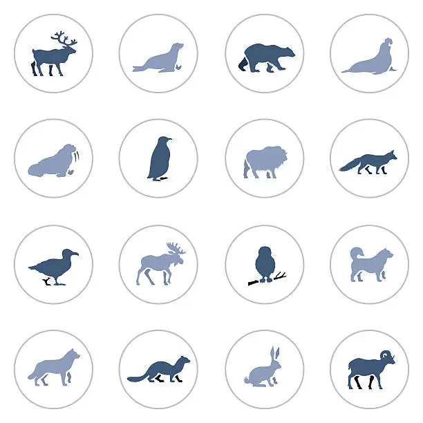 Vector illustration of Polar Animals Icon Set