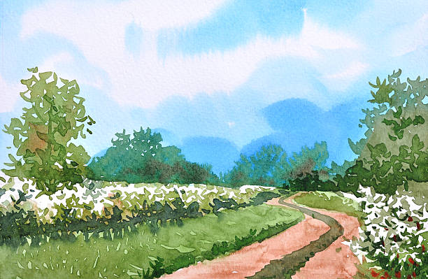 istock Watercolor landscape original handpainted 526155611