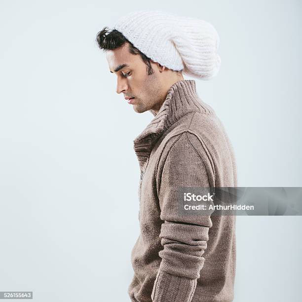 Fashionable Man In Winter Knitted Clothes Stock Photo - Download Image Now - Adult, Adults Only, Arts Culture and Entertainment