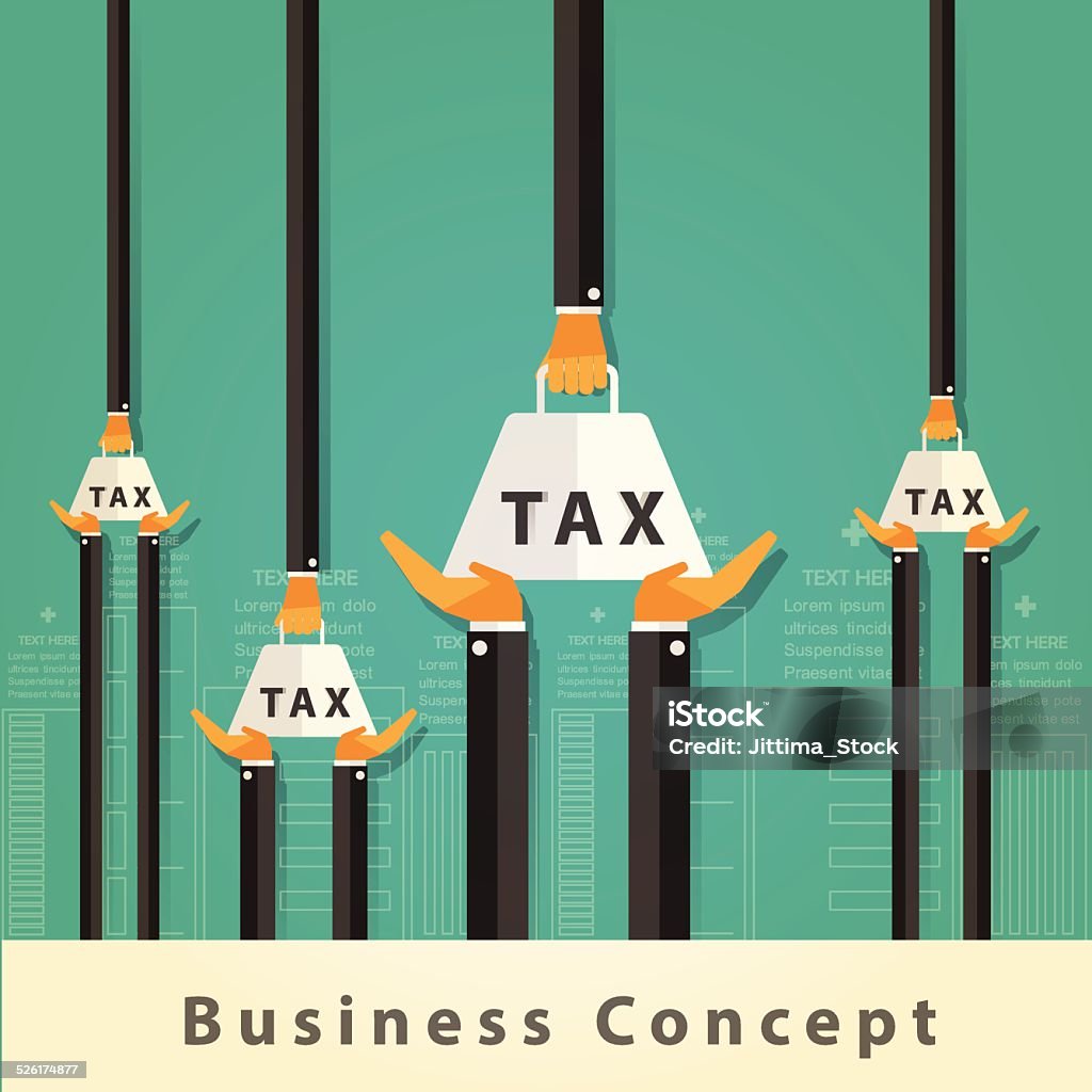 Businessman carrying tax Concept.Vector Design Vector illustration. can be used for workflow layout, diagram, number options, step up options, web design, infographics,icon design, mobile  Tax stock vector