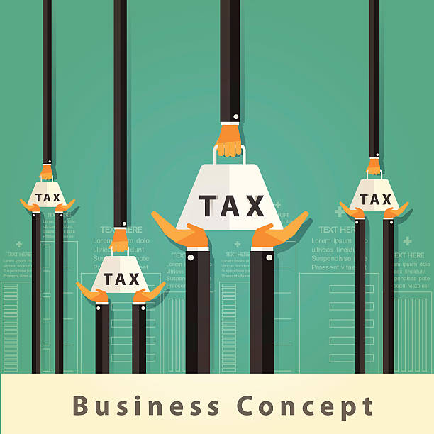 Businessman carrying tax Concept.Vector Design Vector illustration. can be used for workflow layout, diagram, number options, step up options, web design, infographics,icon design, mobile  tax silhouettes stock illustrations