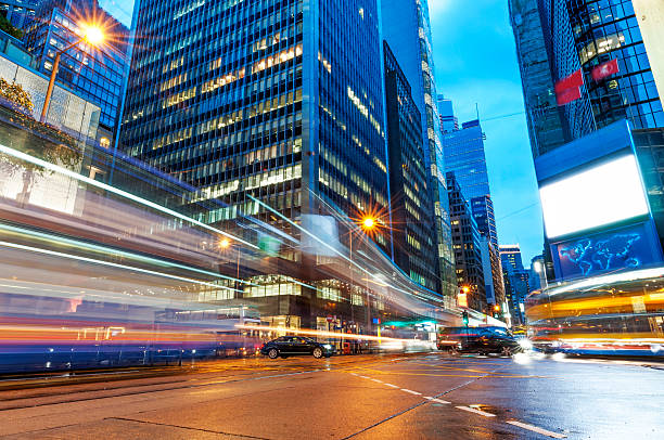 istock Modern city at night, Hong Kong, China. 526176823