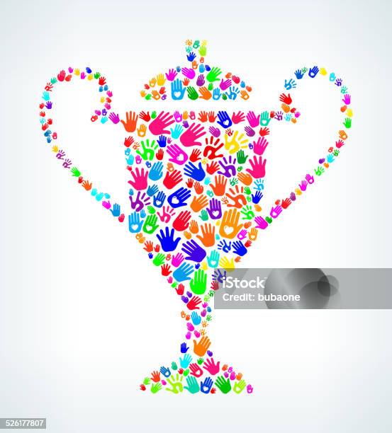 Trophy On Hands Pattern White Background Stock Illustration - Download Image Now - Achievement, Bonding, Collection