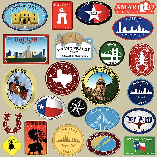 Vector illustration of Texas Big Decal Collection