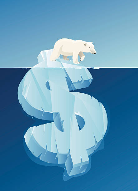 медведь на льду - frozen currency finance ice stock illustrations