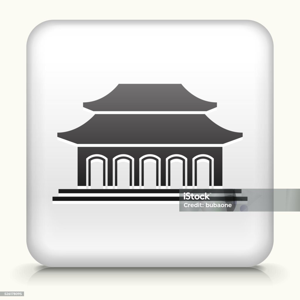 Square Button with Temple royalty free vector art White Square Button with Temple Icon Buddhism stock vector