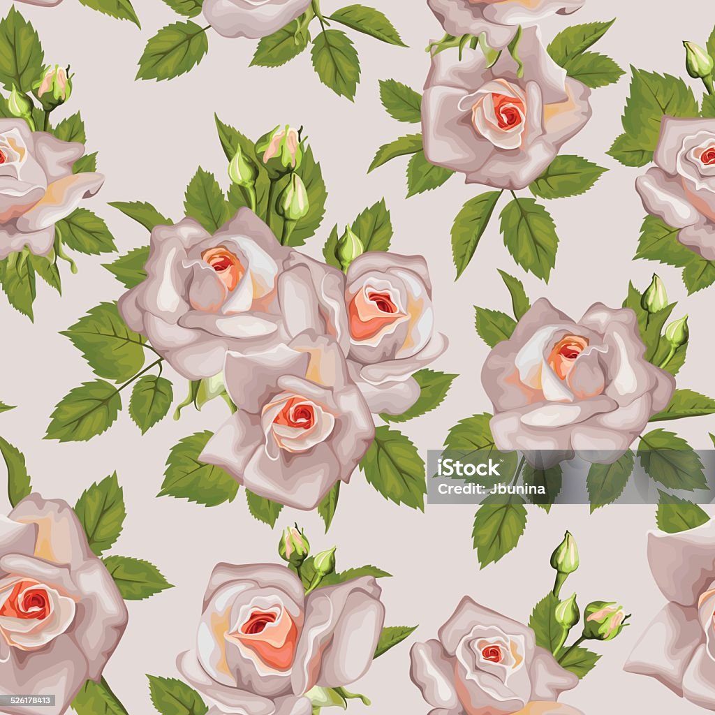 Rose Seamless Pattern Rose Seamless Pattern with green leaves. Pastel colors. Vector illustration. Abstract stock vector