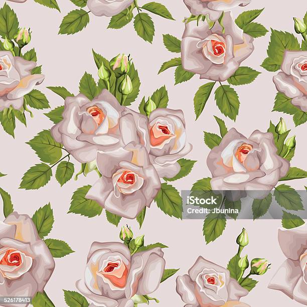 Rose Seamless Pattern Stock Illustration - Download Image Now - Abstract, Arrangement, Art