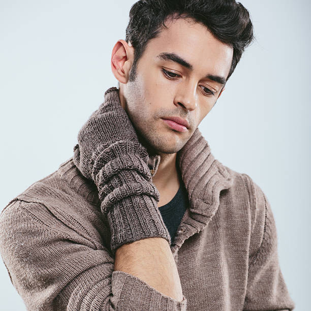 istock Fashionable man in winter knitted clothes 526193773