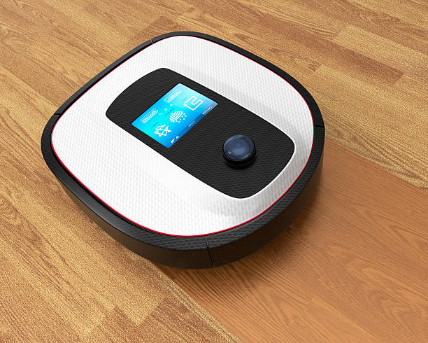 istock Robot vacuum cleaner moving on flooring 526193883