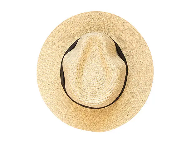 Top view panama hat isolated on a white background