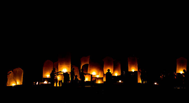 Flying Lanterns stock photo