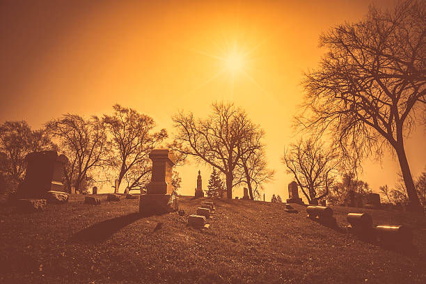 istock Old cemetery - vintage look with sun light 526196631