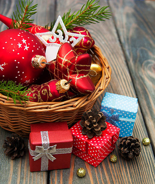 istock Christmas Decoration in basket 526199899