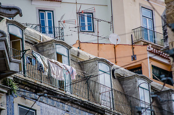 Lisbon rooftop. Focus is on the building.