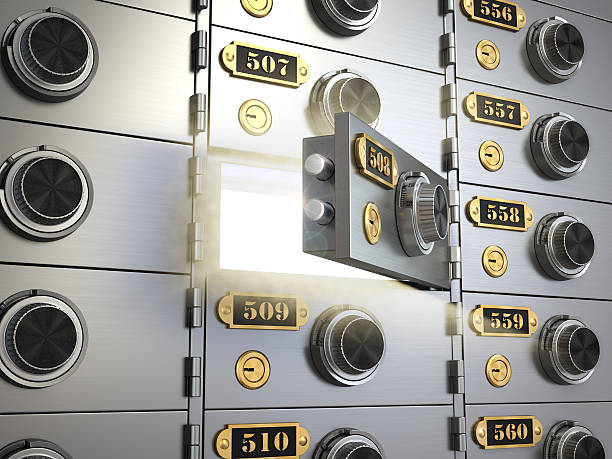 Safe deposit boxes in a bank vault. Banking concept.