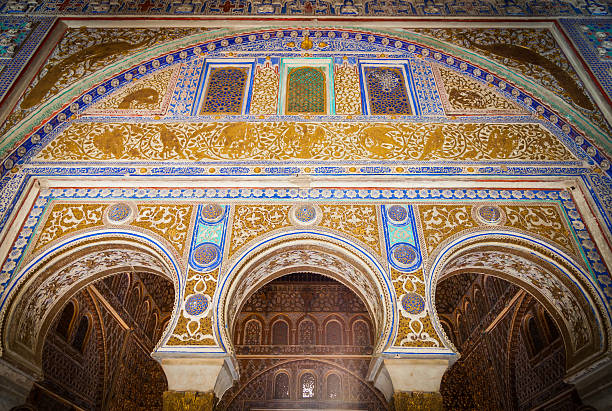Spain, Andalusia Region. Detail of Alcazar Royal Palace in Seville.