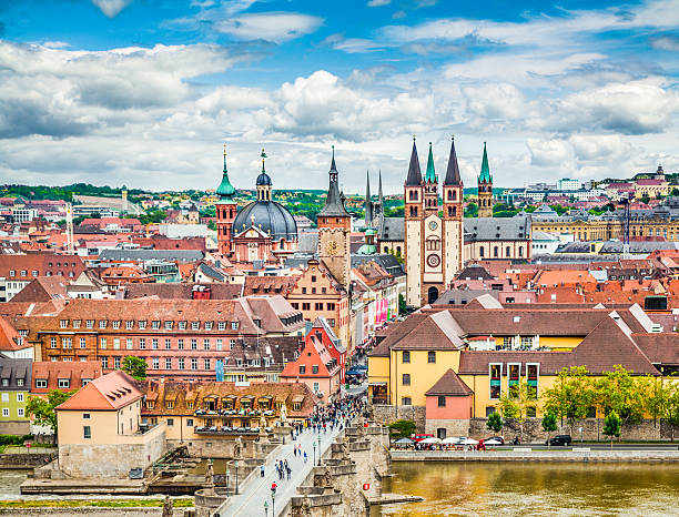 Historic city of Würzburg, Franconia, Bavaria, Germany Aerial view of the historic city of Würzburg, region of Franconia, Northern Bavaria, Germany. münchen stock pictures, royalty-free photos & images