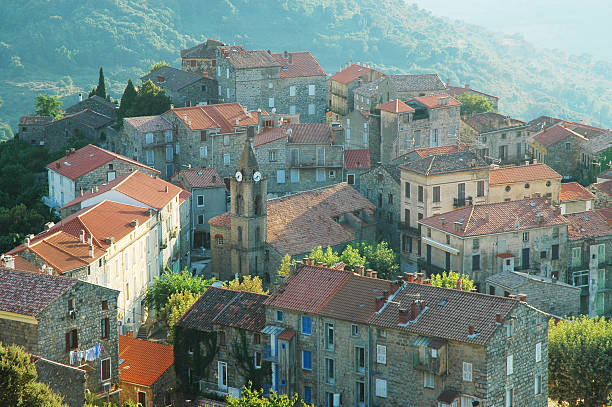 The small mountain city of Santa Lucia di Tallano, Corsica The small mountain city of Santa Lucia di Tallano, Corsica haute corse photos stock pictures, royalty-free photos & images