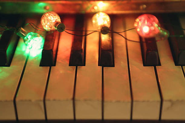 piano and lights stock photo