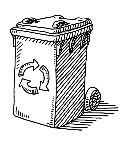 Vector illustration of Recycling Waste Container Drawing