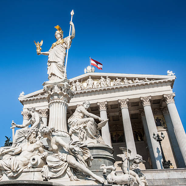 istock Austrian parliament with Pallas Athena statue, Vienna, Austria 526226389