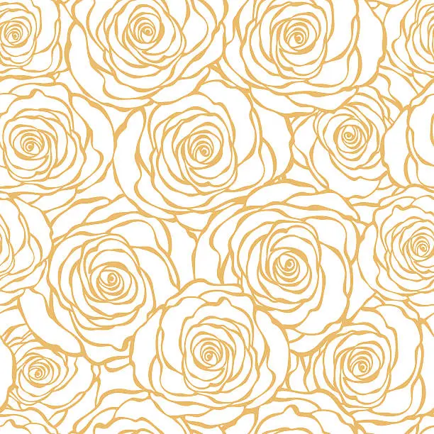 Vector illustration of Art Deco floral seamless pattern with roses.