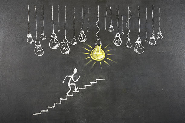 istock Stick Figure Climbing Ladder To Success 526228707