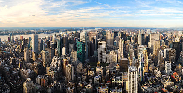 istock Urban city sunset panorama aerial view 526233329